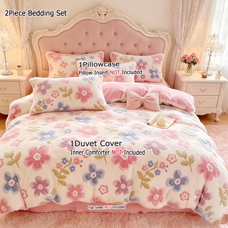 TEMU 2/3pcs Plush Duvet Cover Set - Includes Pillowcases, Plush Feel For Autumn/ , Bedroom Bedding For Single/double Beds, Does Not Pillow