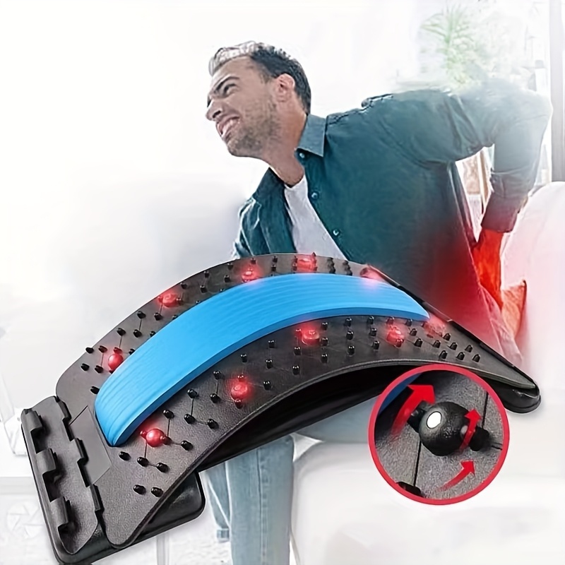 2pcs set of 3-level adjustable back stretcher and multifunctional yoga resistance band - multi-level spinal support plate, elastic waistband for open back and shoulder stretching, suitable for home gym, yard or outdoor use