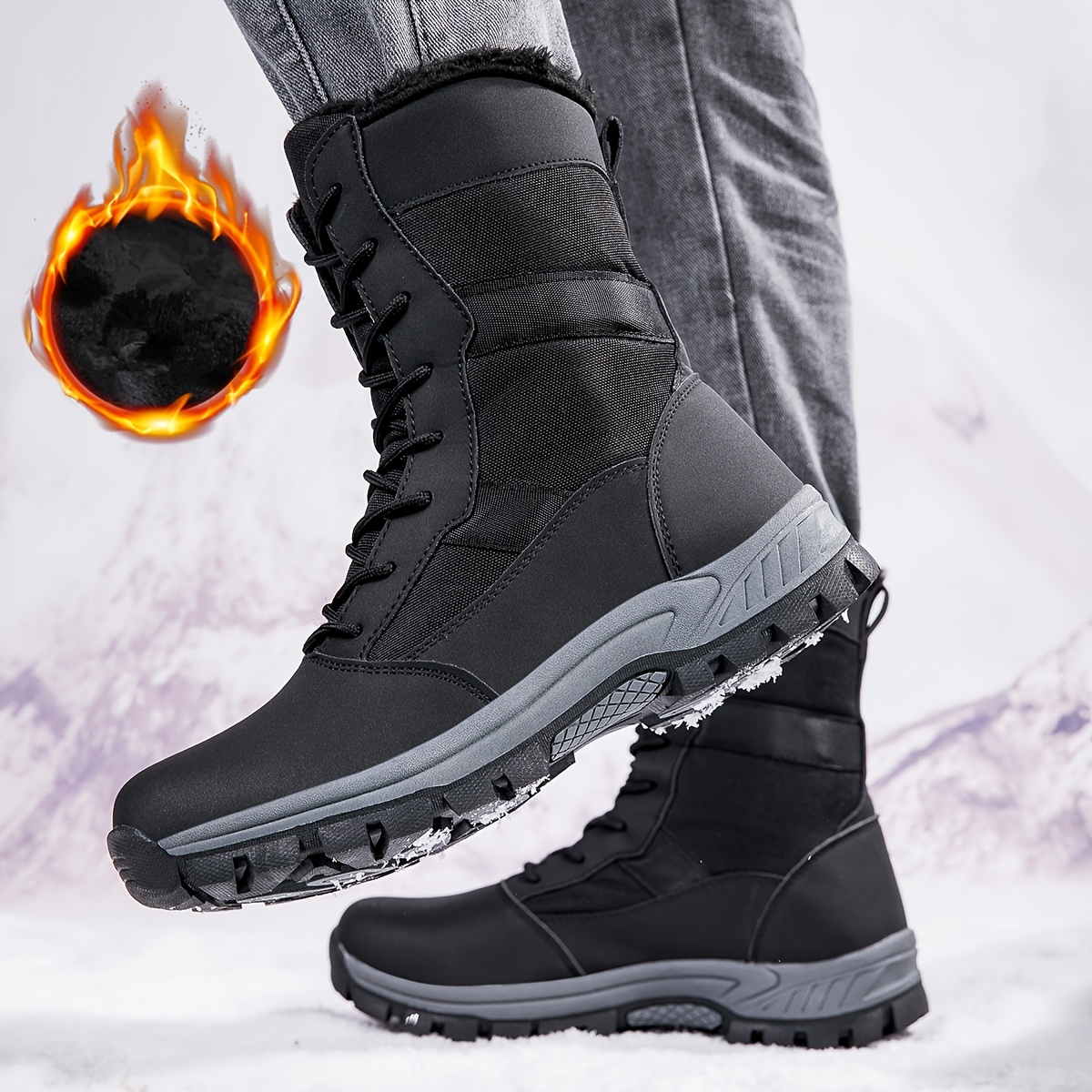 unisex winter warm boots, einfarbig, kunstleder obermaterial