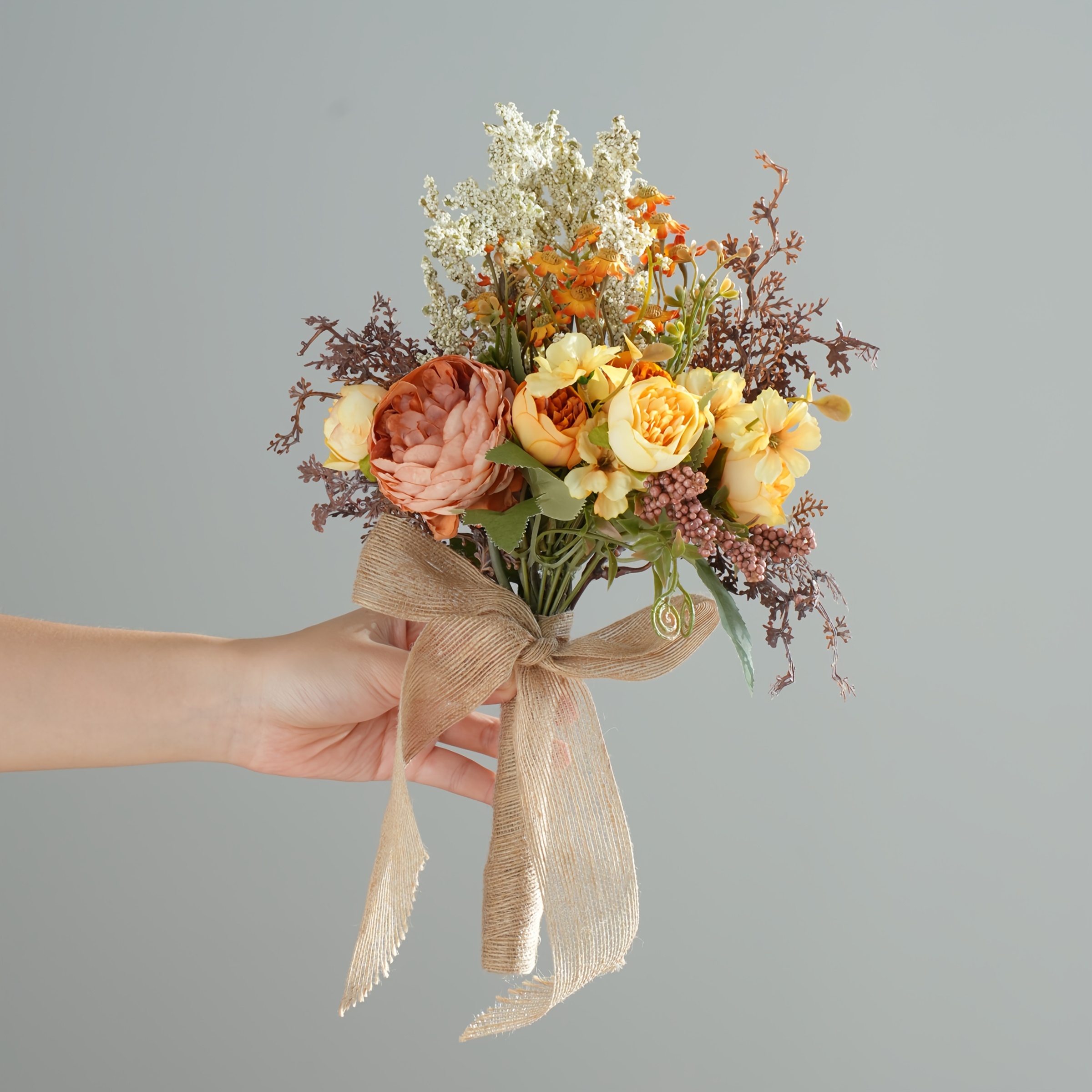 TEMU 1 Bouquet de artificielles et petites marguerites, idéal pour centre de table de mariage, décoration de maison/bureau, arrangement de vase -