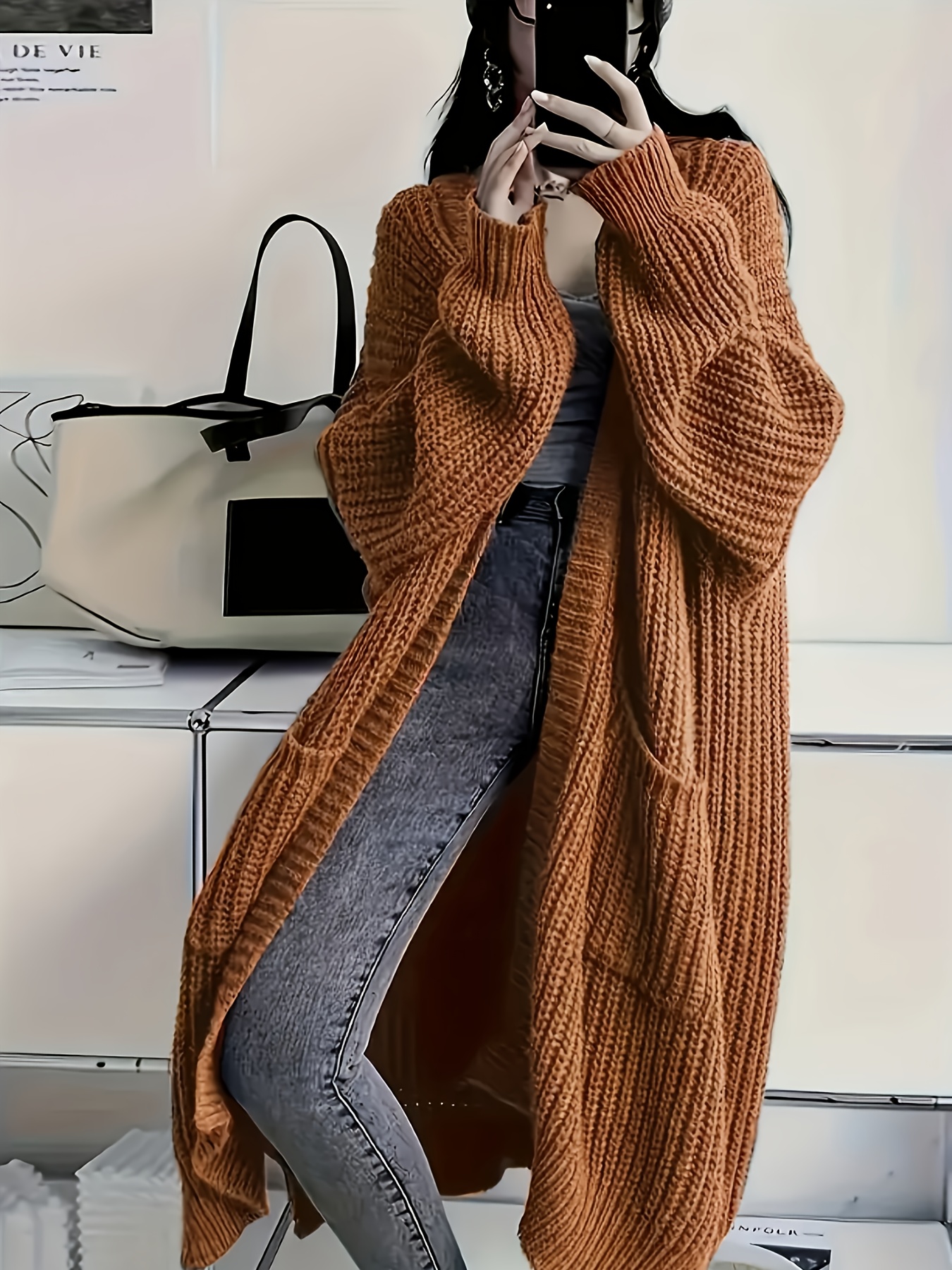 womens long sleeve cardigan elegant sweater non stretchy fabric for fall winter layering office party everyday outfits womens clothing cardigan sweater casual wear textured knitwear fall   design durable material Product details 15