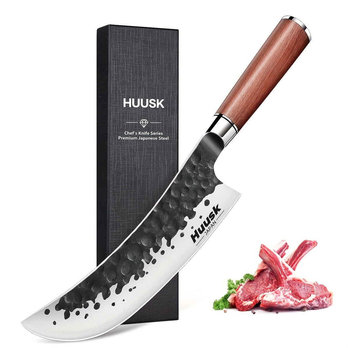 

Knives From Japan, Butcher Knife For Meat Cutting Hand Forged 8" Meat Cleaver Knife High Carbon Steel Chopping Knife Ultra Sharp With Ergonomic Handle & Gift Box