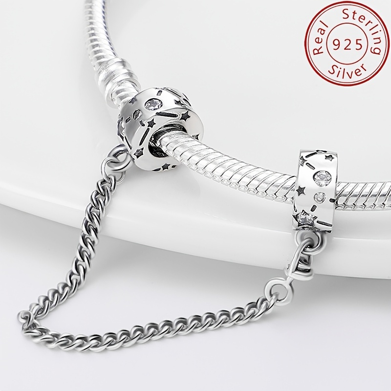 

Breloques de Chaîne de Sécurité Étoile Galaxie en Argent Sterling 925, Perles Exquises pour Bracelets et Bangles de Femmes, Pendentifs de Bijoux DIY , Cadeaux de Charmes de Bracelet