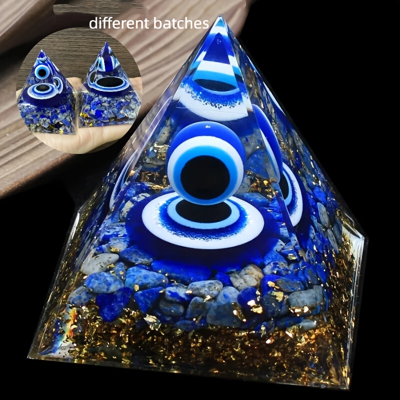 Evil Eye Orgone Pyramid - Natural & Resin Sphere For Decor, Home Decoration, Eyes Of The Devil