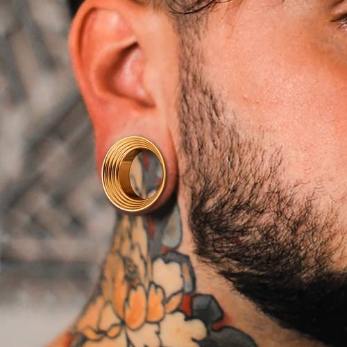 2pcs 316l stainless steel hypoallergenic threaded flared plugs ear gauges expanders for body piercing jewelry high quality 316l stainless steel easy thread design for sensitive light beige light beige expansion accessories flared plug design