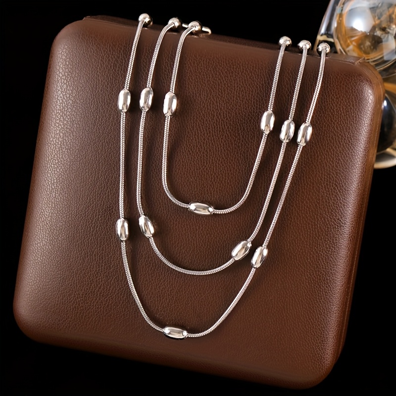 TEMU 1pc Collar de Cadena Multinivel de Acero Inoxidable para Mujer, Tendencia en Color Dorado, Joyería Impermeable, Cadenas para el Cuello