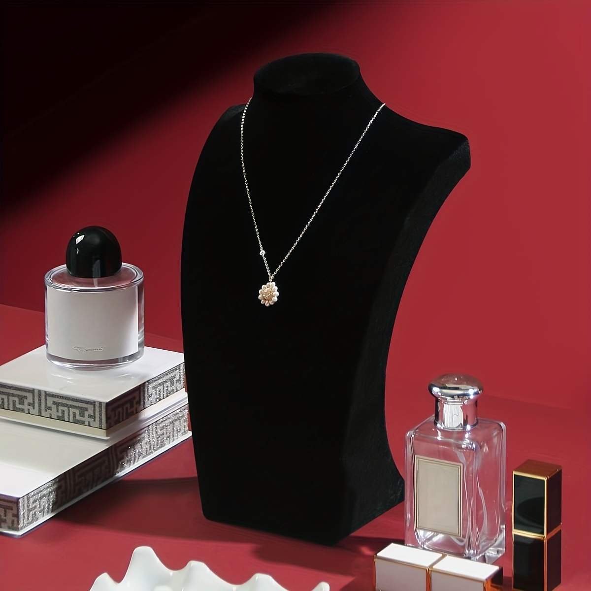 

1pc Black Velvet Portrait Mannequin Display Stand Premium Velvet Necklace Holder Jewelry Stand Portrait Pendant Display Stand Jewelry Jewelry Photography Props