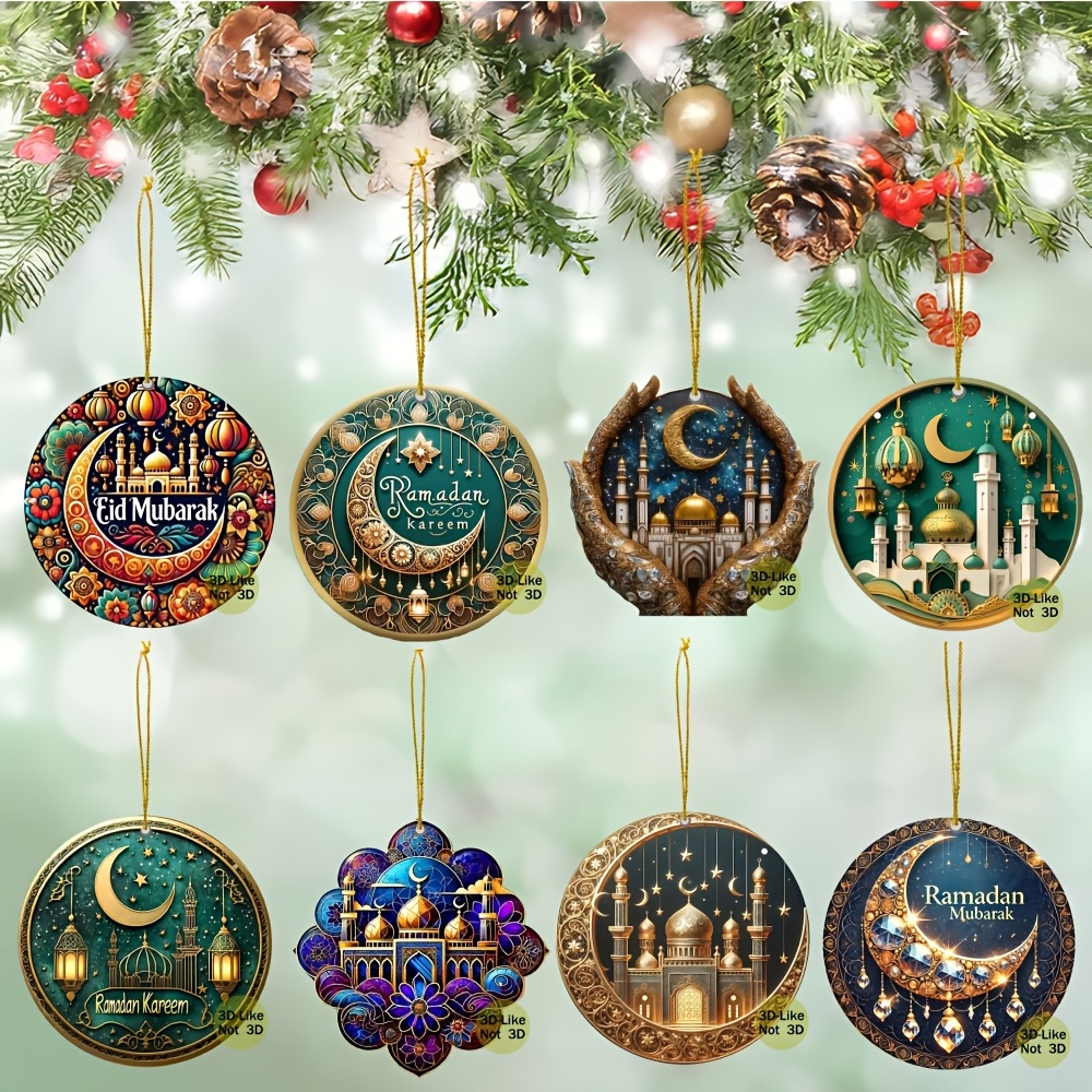 

12pcs Of Ramadan Wooden Pendants, Ideal For Home Decorations, Parties And Office Decorations, Unique Holiday Gifts