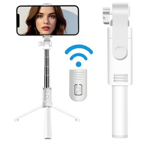 1pc 27 inch selfie stick tripod portable phone stand adjustable retractable collapsible 360 rotation handheld and upright use for outdoor travel camping compatible with for iphone for smartphones