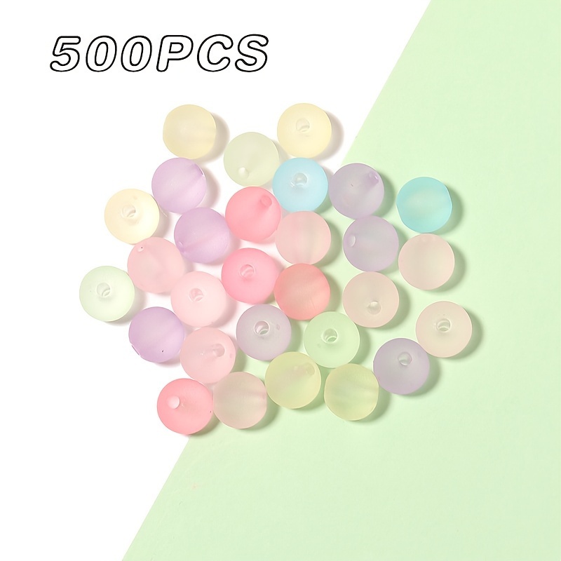 

500pcs8mm Macaron Color Acrylic Mixed Color Transparent Frosted Round Beads, Diy Handmade Bracelet Necklace Accessories Production Supplies