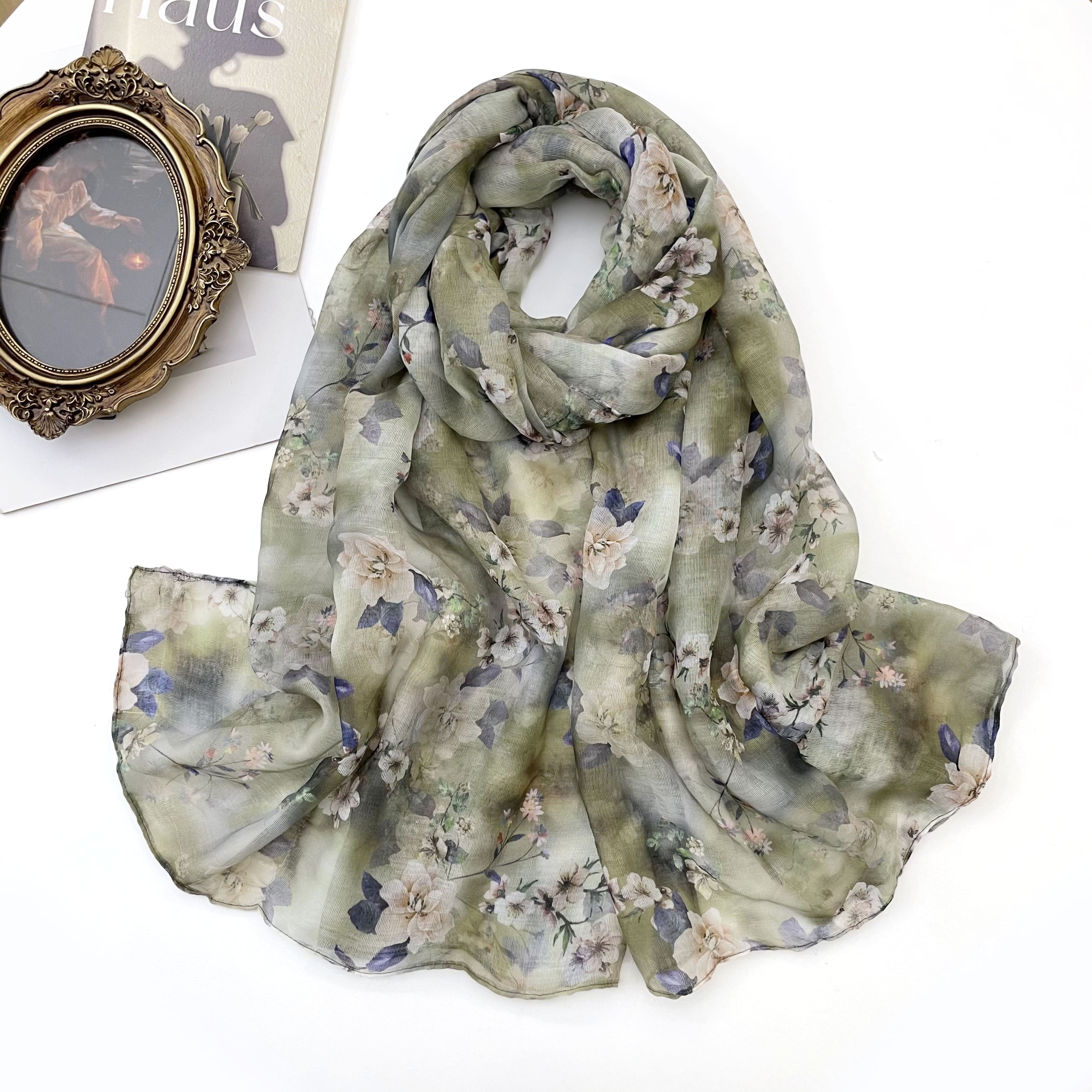 TEMU 1pc Women's Elegant Floral Jacquard Scarf, Women's Bohemian Style Long Tassel Windproof Shawl Scarf, Women's Multifunctional Headscarf, Suitable