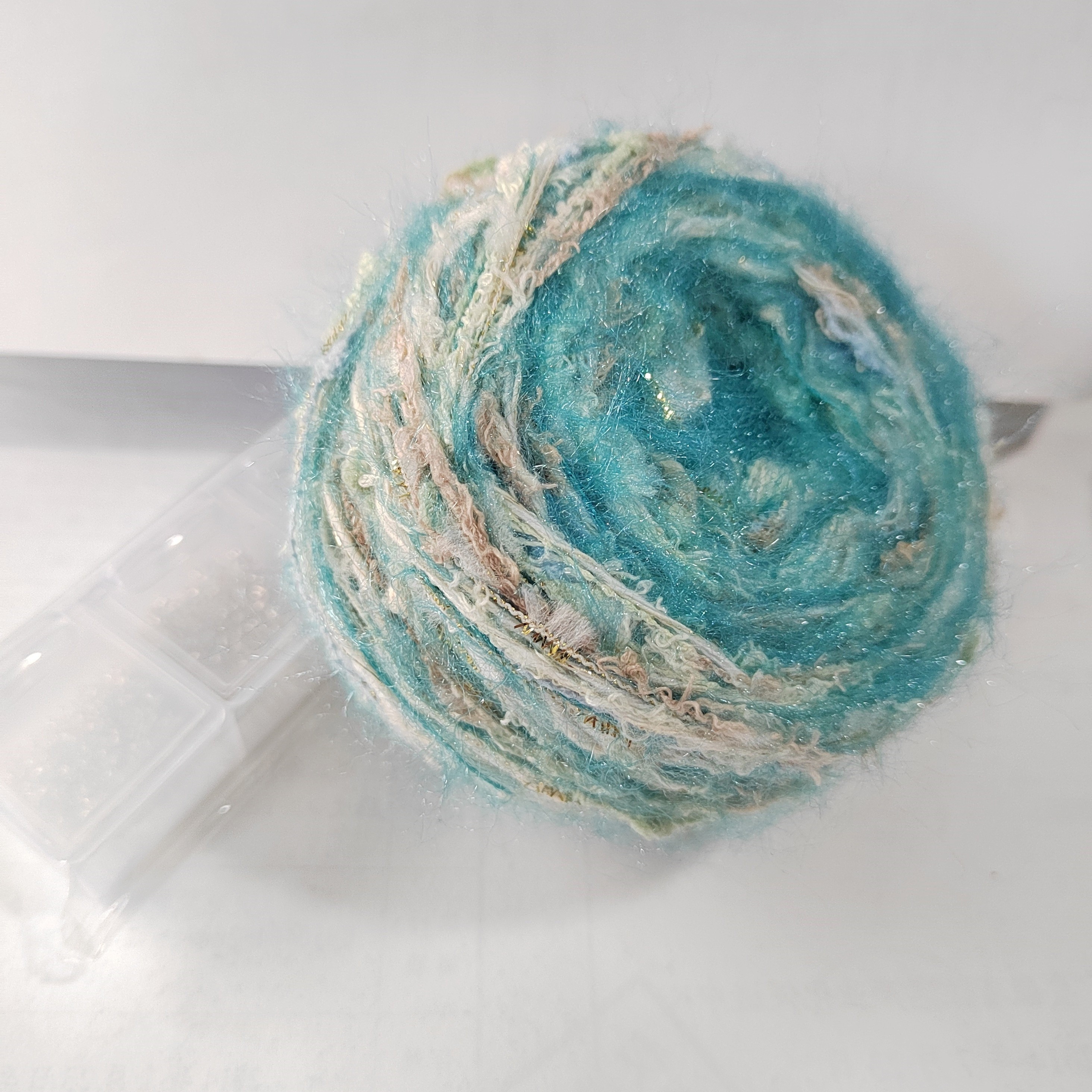 Blue Wind Chime Blend Yarn - 50g, Soft Multi-strand Nylon/polyester For Diy Crochet & Knitting Projects, Ideal For Scarves, Clothes, Dolls & Crafting