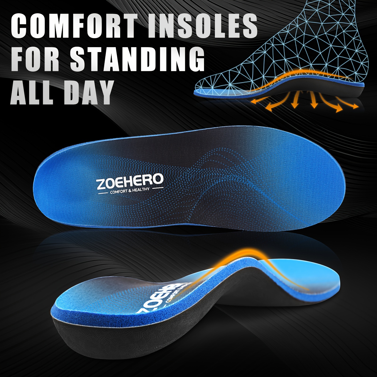 

1 Pair Heavy Duty Arch Support Insoles For , Flat Feet Insoles, , Insoles For Standing , For Work Boots & Shoes, Shoe Inserts Ideal For Sports, Walking, Work, Gift