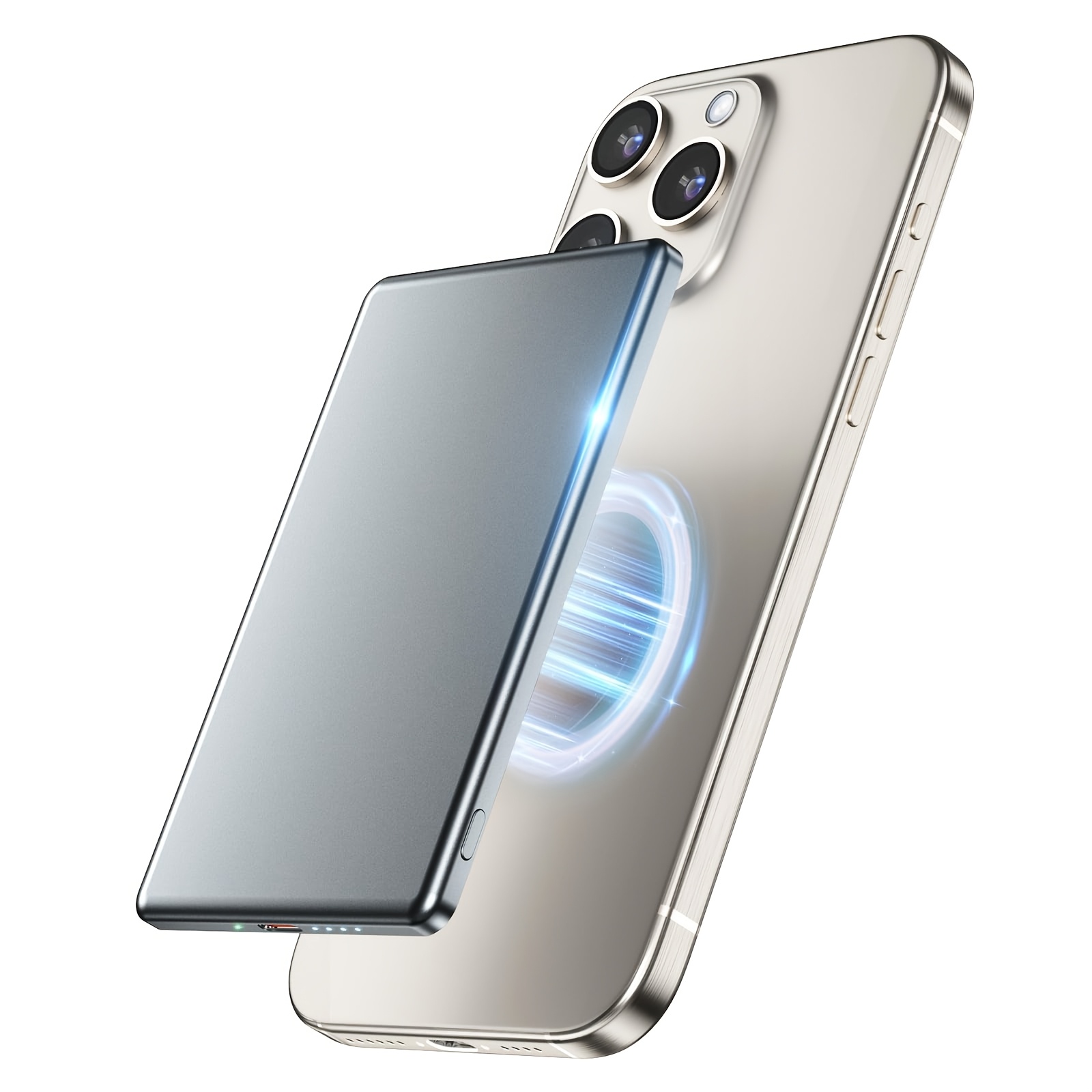 TEMU Ultra-thin 5000mah Wireless Power Bank With Magnetic Charging, Supports 15w Fast Charging For Iphone 17/16/15/14/13/12 Series, Suitable For