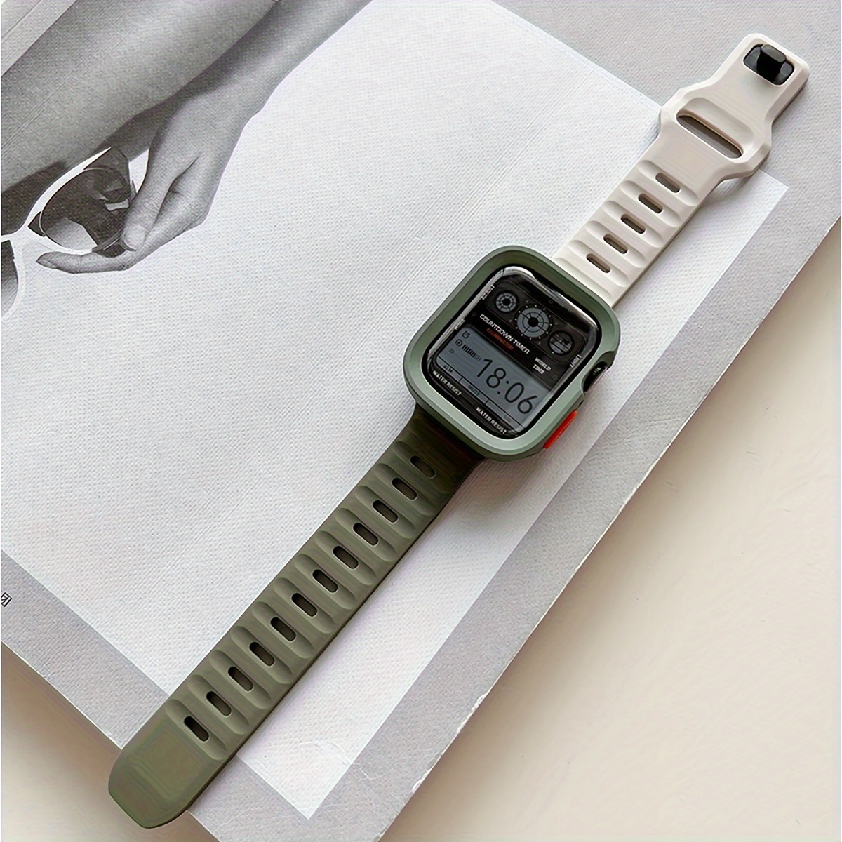 2pcs for Apple Watch Band & Case Combo - Adjustable Silicone Sport Strap with Hollow-Out Soft Protective Cover, Breathable Comfort Fit for Series 1-11/Ultra/SE, 38-49mm, Compatible with 40/41/42/44/45/46/49mm, Durable Protective Case Accessories