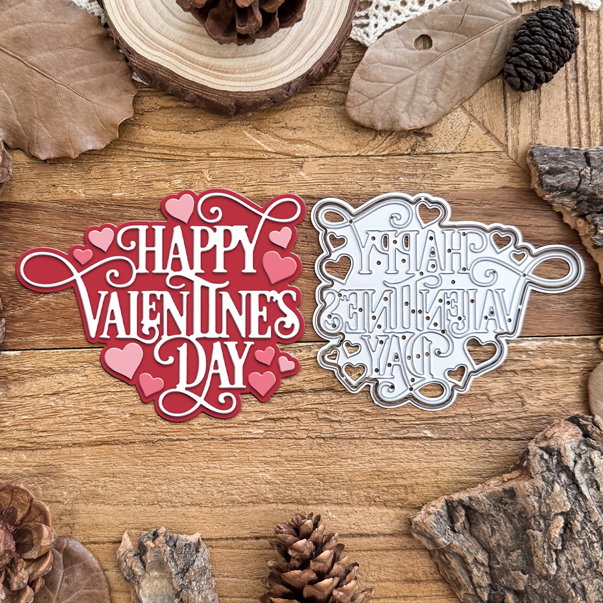 

Happy Valentine's Day Metal Cutting Dies For Diy Scrapbooking, Greeting Cards & Home Decor - Handmade Holiday Design Words, Album, Handle