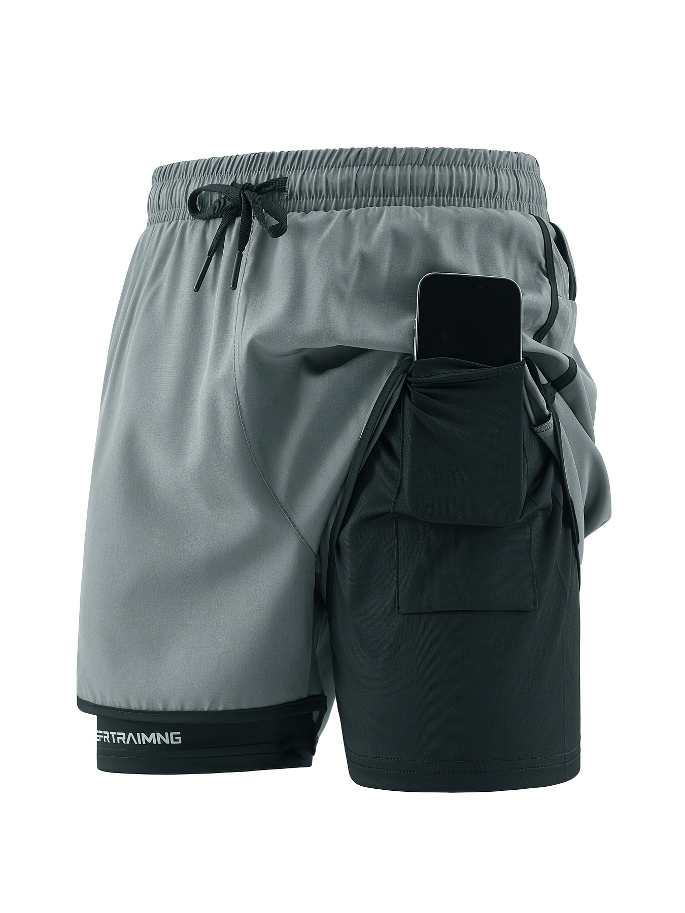2pcs Set of Men's Sports and Leisure Shorts, Preferred for Fitness with Solid Color Breathable Quick Drying Style with Zipper Pocket and Waist Drawstring, Perfect for Beaches, Swimming Pools, Gyms