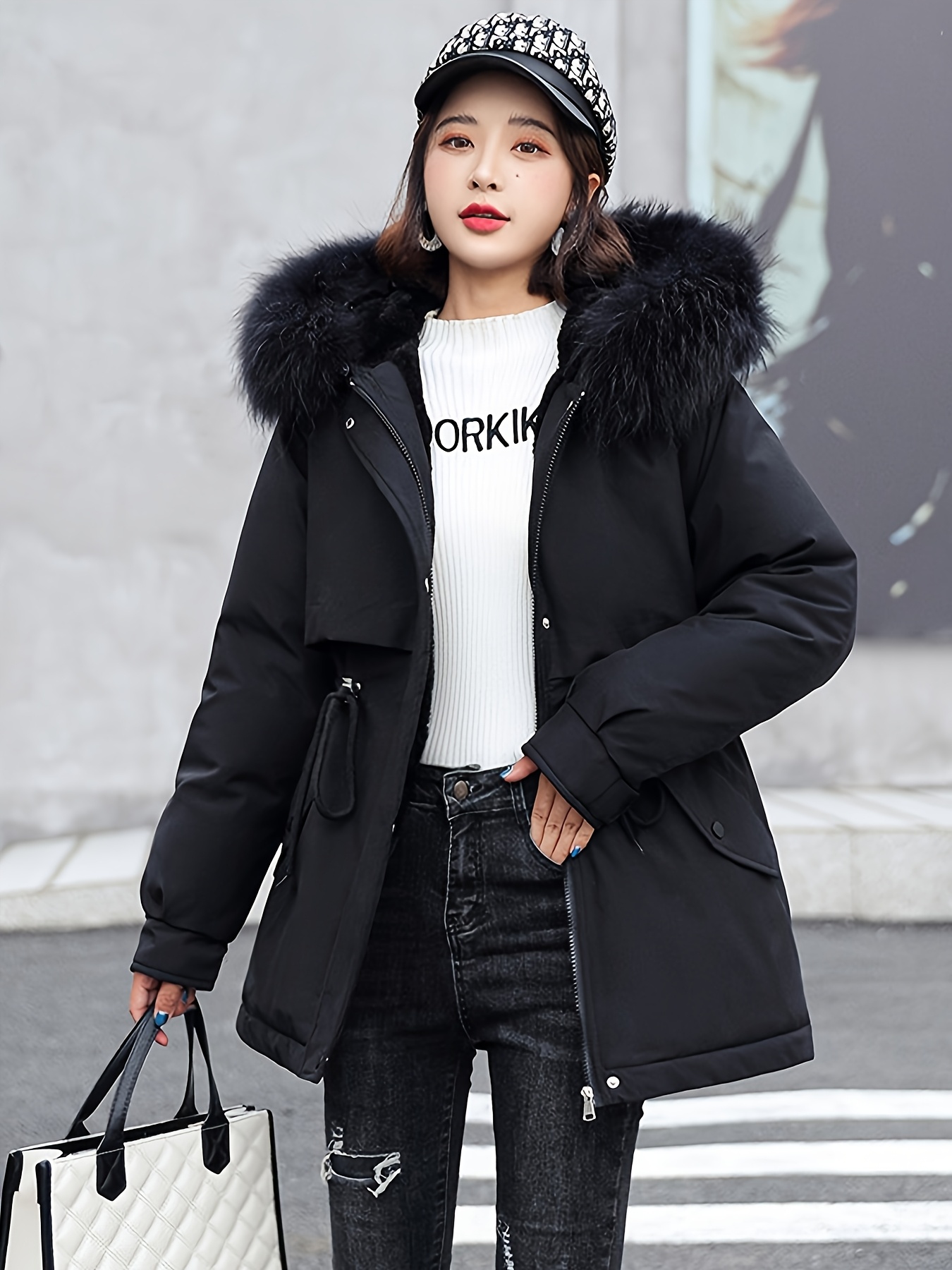 parka cappuccio e in pelliccia donna giacca Temu Italy