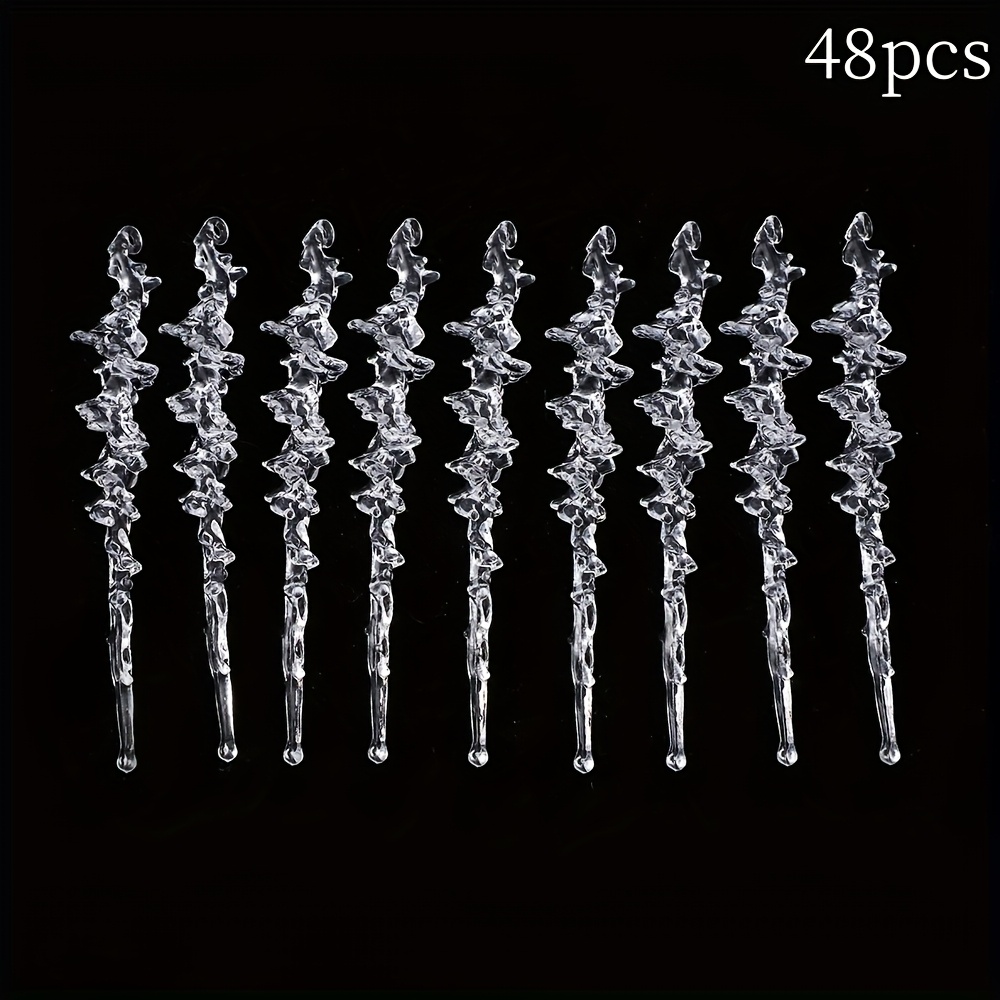 TEMU Purchase 48pcs Of Transparent Ice Stick Pendants, Christmas Tree Decoration Hangings, Plastic Spiral Ice Stick Ornaments, Christmas Decorations