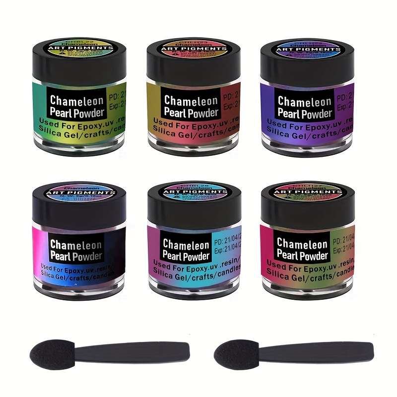 Image of 6 Colors Chameleon Powder Set, , 5g Per Bottle, Diy Craft Creation Coloring, Wet Chameleon Pearlescent Powder, , , Apply To Molds Or Add To Clear Resin And Mix