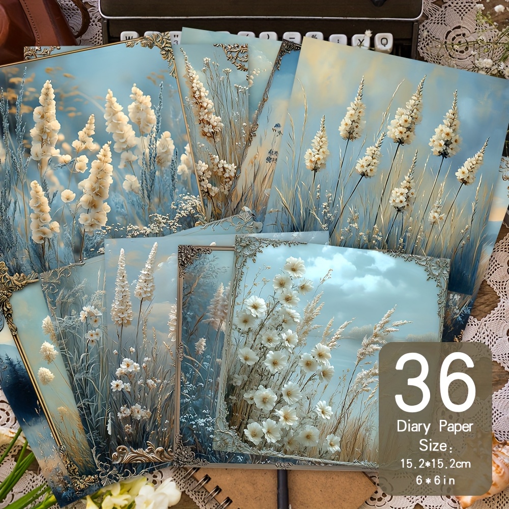 TEMU 36 feuilles de papier scrapbooking 6X6'', parfait pour les journaux, faites à , les albums, cadeau et décoratif pour les agendas blanches