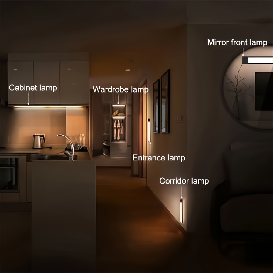 2pcs ultra thin smart led light strips magnetic rechargeable with motion sensor for kitchens cabinets closets more usb powered polished   details 4