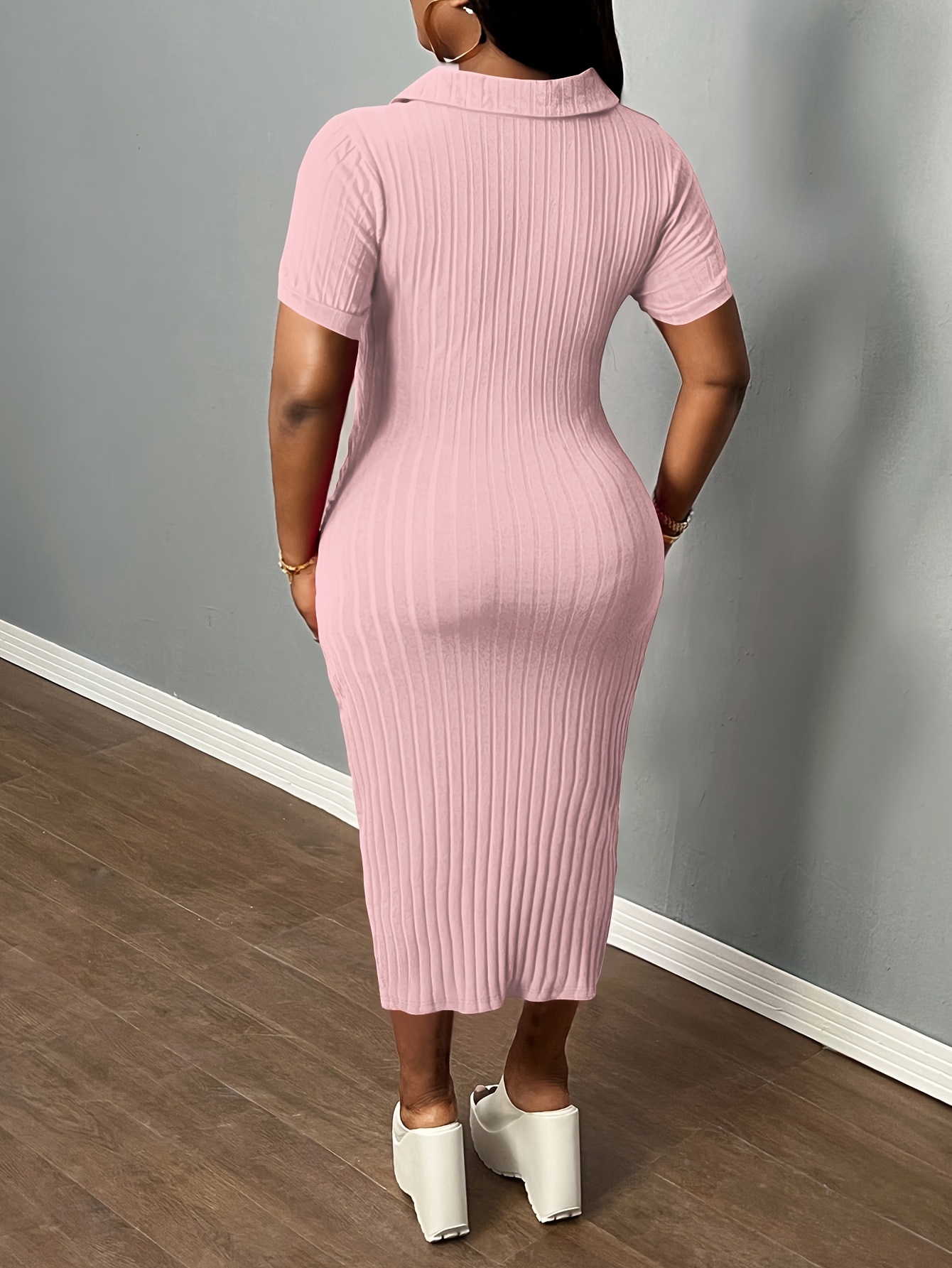 strapless open back dress Swooning Ruffle Trim Mini Dress Pink main image 0