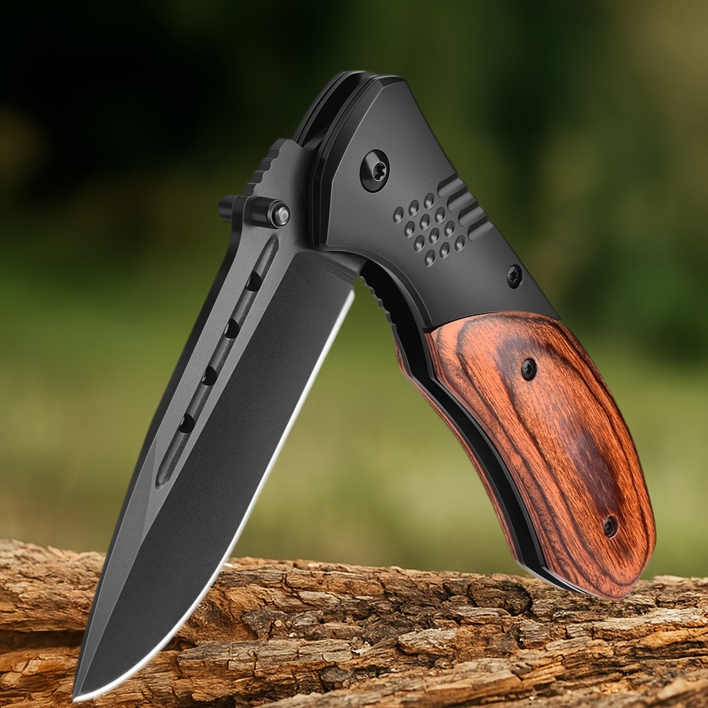 un   de bolsillo plegable para hombre, mango de madera con clip, rompe vidrios -   de 3.46 pulgadas,   plegable edc para exteriores para hombres y mujeres,    , camping, caza, senderismo, rebanar y pelar, regalo único para papá,   y  , regalo   para calcetín de navidad