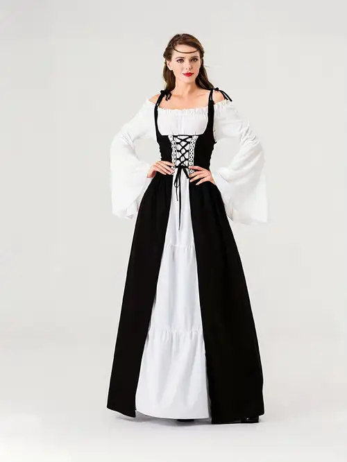 Renaissance Medieval Princess Costume 2pcs Set, Halloween Outfit for Christmas Party & Stage Performance Renaissance Medieval Princess Costume 2pcs Set, Halloween Outfit for Christmas Party & Stage Performance