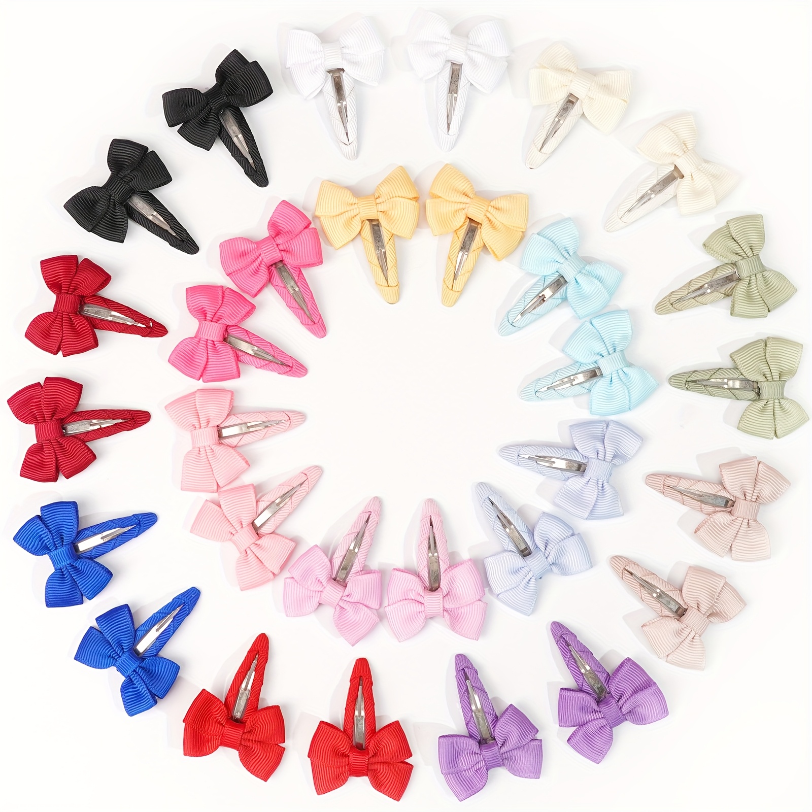 Image of 30 Cute Button Hair Clips For Girls, Double Bow Ribbon Clips, Bangs Clips, Hair Clips, Everyday Photography Birthday Additions And Ornaments