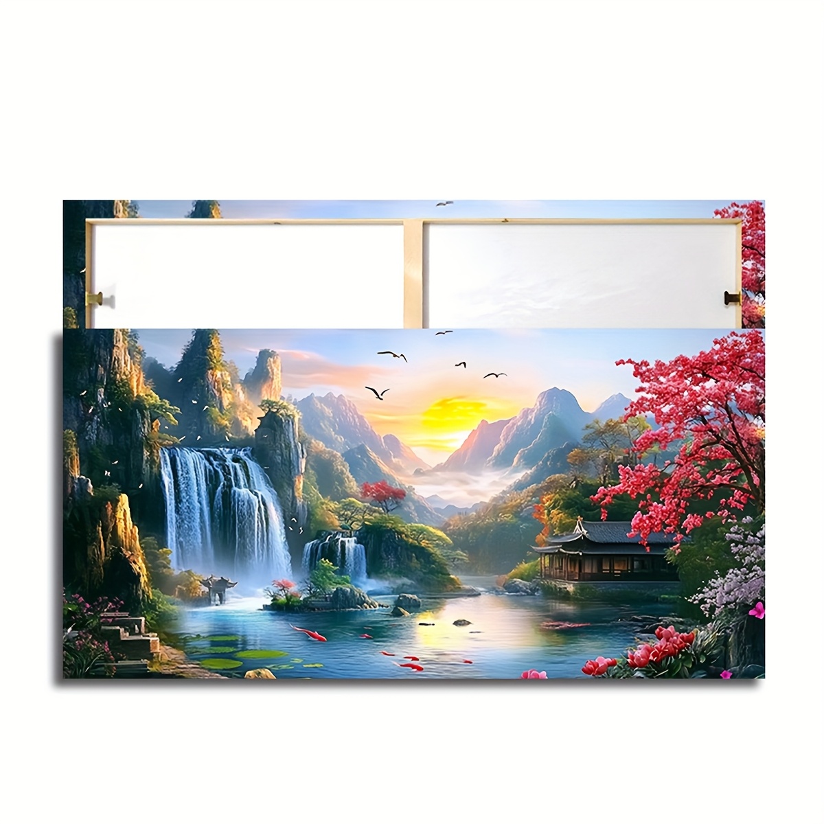 TEMU Moderno Impermeabile di Grandi Dimensioni con Cornice - Paesaggio di con e , Cornice in Legno Elegante, 20x40 Pollici (50x100cm), per Soggiorno,
