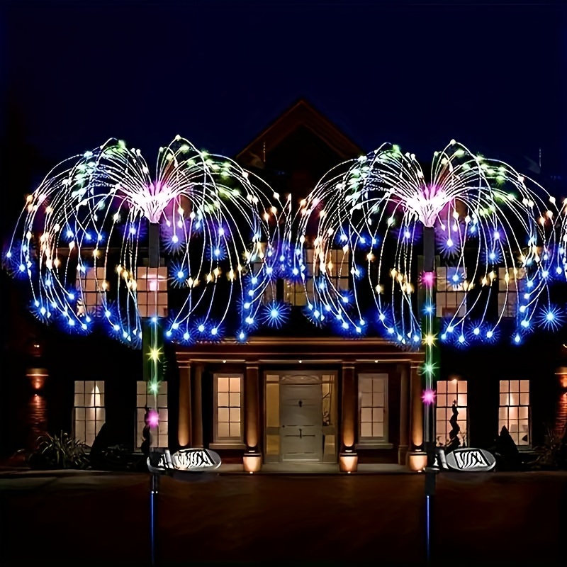 solar powered dandelion firework lights brass copper wire string for outdoor garden yard decor easy install outdoor solar lights for yard garden decorations solar lights details 1