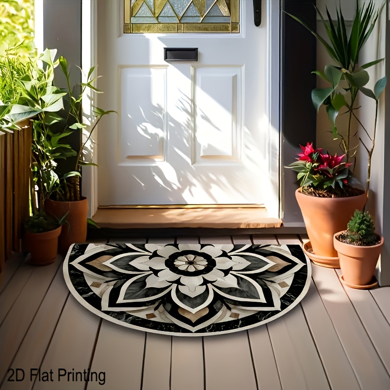 TEMU Tappeto da porta mandala 2D piatto, semicircolare, sia per interni che per esterni - Con motivo mandala marrone , tappeto d' per corridoi, sale