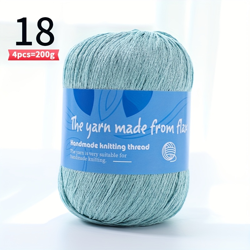 Image of High-quality Coarse Mesh Linen Yarn In Colors, Handmade Knitting Materials For Crocheted Lace Sweaters, Scarves, Shawls, And Skirt Yarn Balls. 100% Linen, 1 Bag = 200g = 4pcs