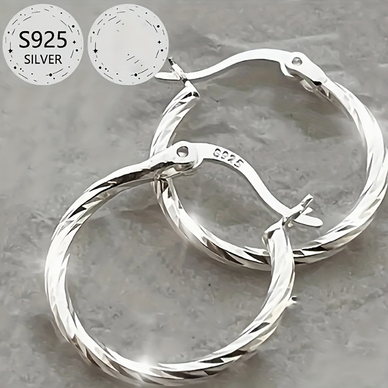Set of 2 Sterling Silver Twisted Circle Earrings for Women