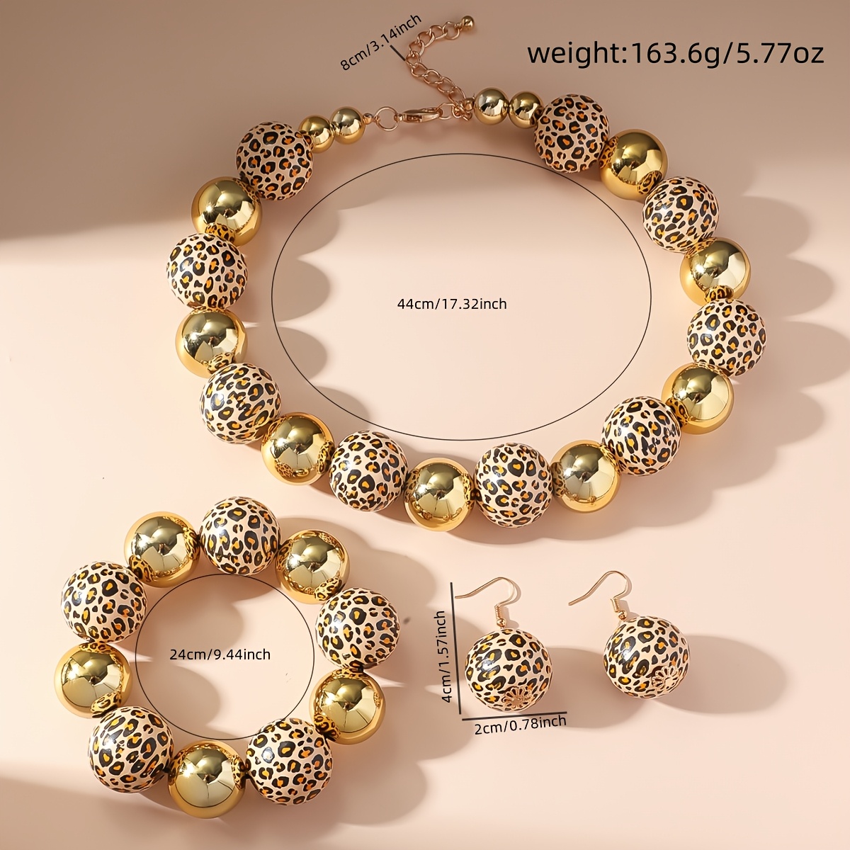 Exaggerated Leopard Bead Jewelry Set for Party