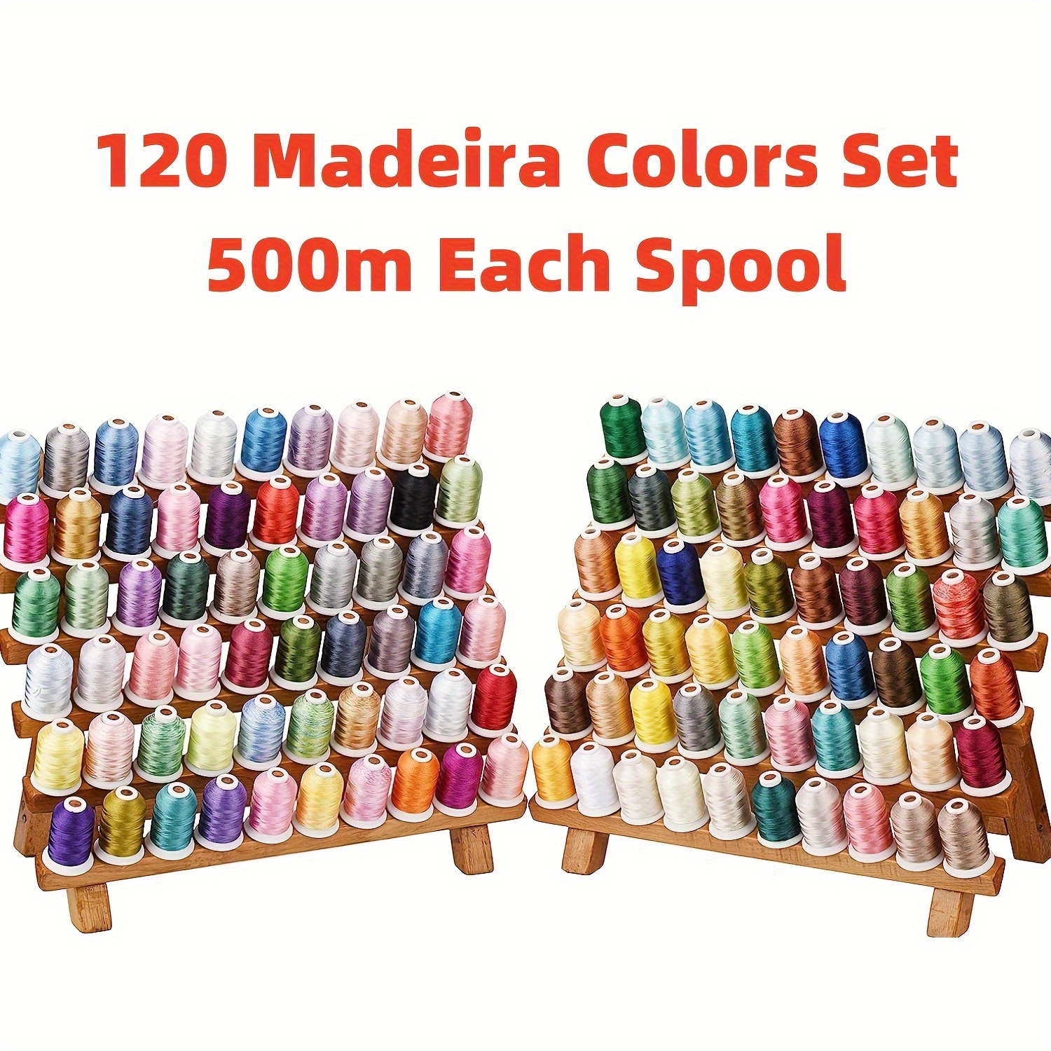 

120 Madeira Colors Polyester Machine Embroidery Thread Kit 550y(500m) Similar To Madeira And Robinson-anton Colors 40 Weight For Home Embroidery Sewing Machines