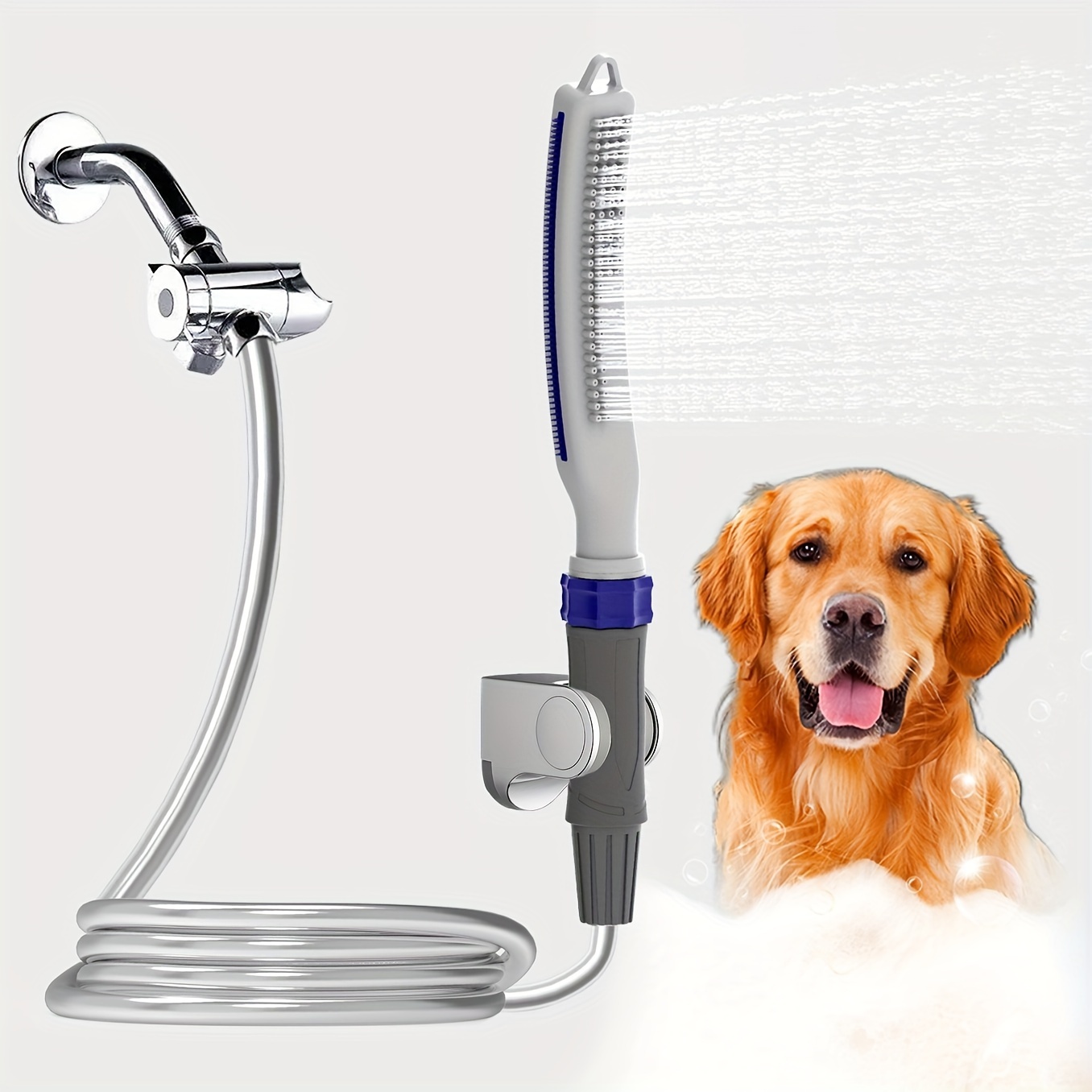

Pet Shower Attachment For Bathing And Cleaning, Indoor And Outdoor Includes 8-foot Flex Hose, Adapter, Quick Connector.