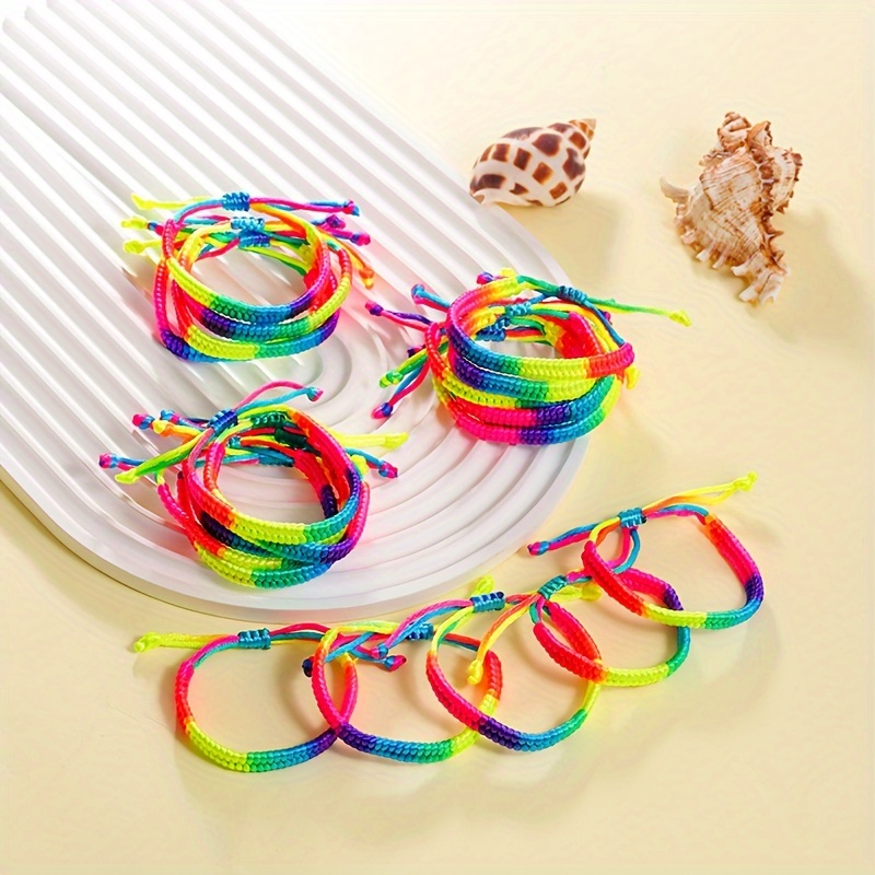 20pcs set of hand-woven rope bracelet in gradient color size adjustable  bracelet male and female friends rainbow multi-piece friendsh