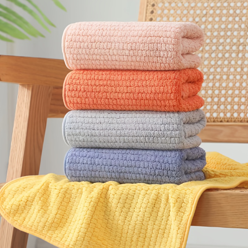 TEMU Luxury Towel 4pcs Set 13.4×29.1 Inches (34×74cm) Soft, High-quality Without Hair Loss, Bathroom Quick-drying Towel, Suitable For Home, Kitchen,