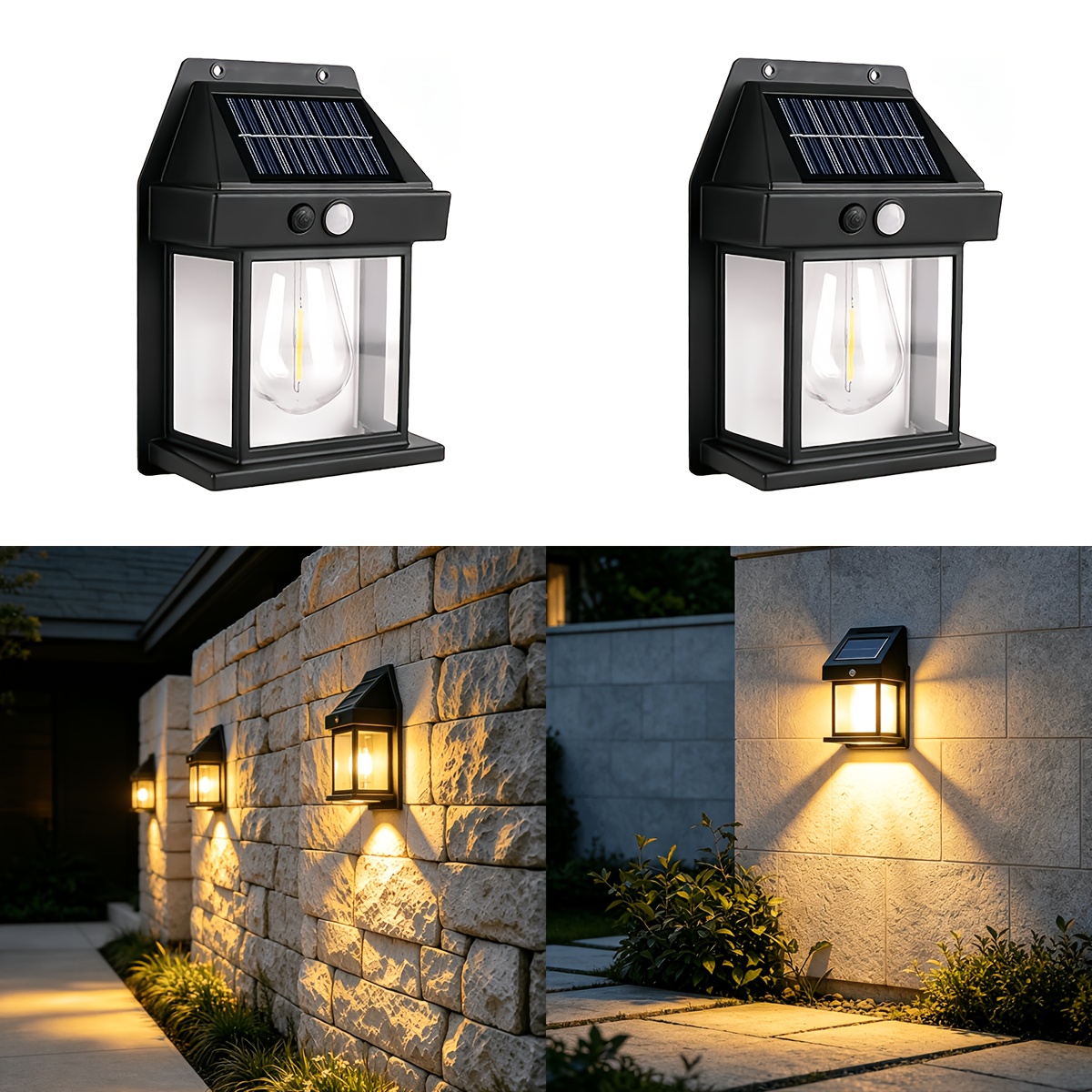 TEMU Omt Solar Street Light, Ip44, Motion Sensor Dusk-to-dawn Lighting With 3 , Semi-recessed Installation, Outdoor Light, 5.91in X 3.94in X 1.89in,