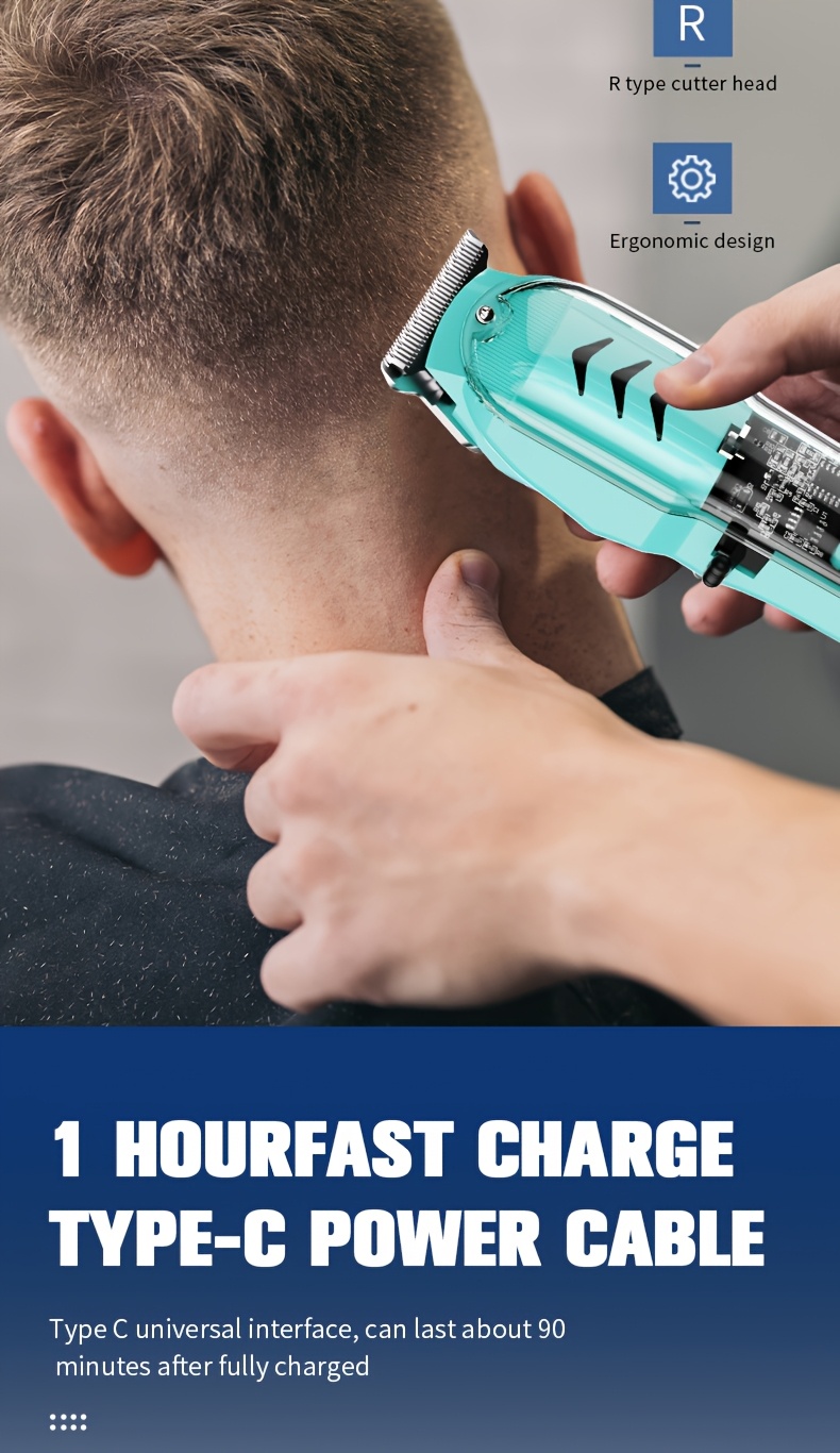 Men's Hair Clipper, Professional Gapless T-Blade Trimmer Cordless Rechargeable Edge Razor Electric Beard Shaver Grooming Kit with LCD Display, Men's Gift