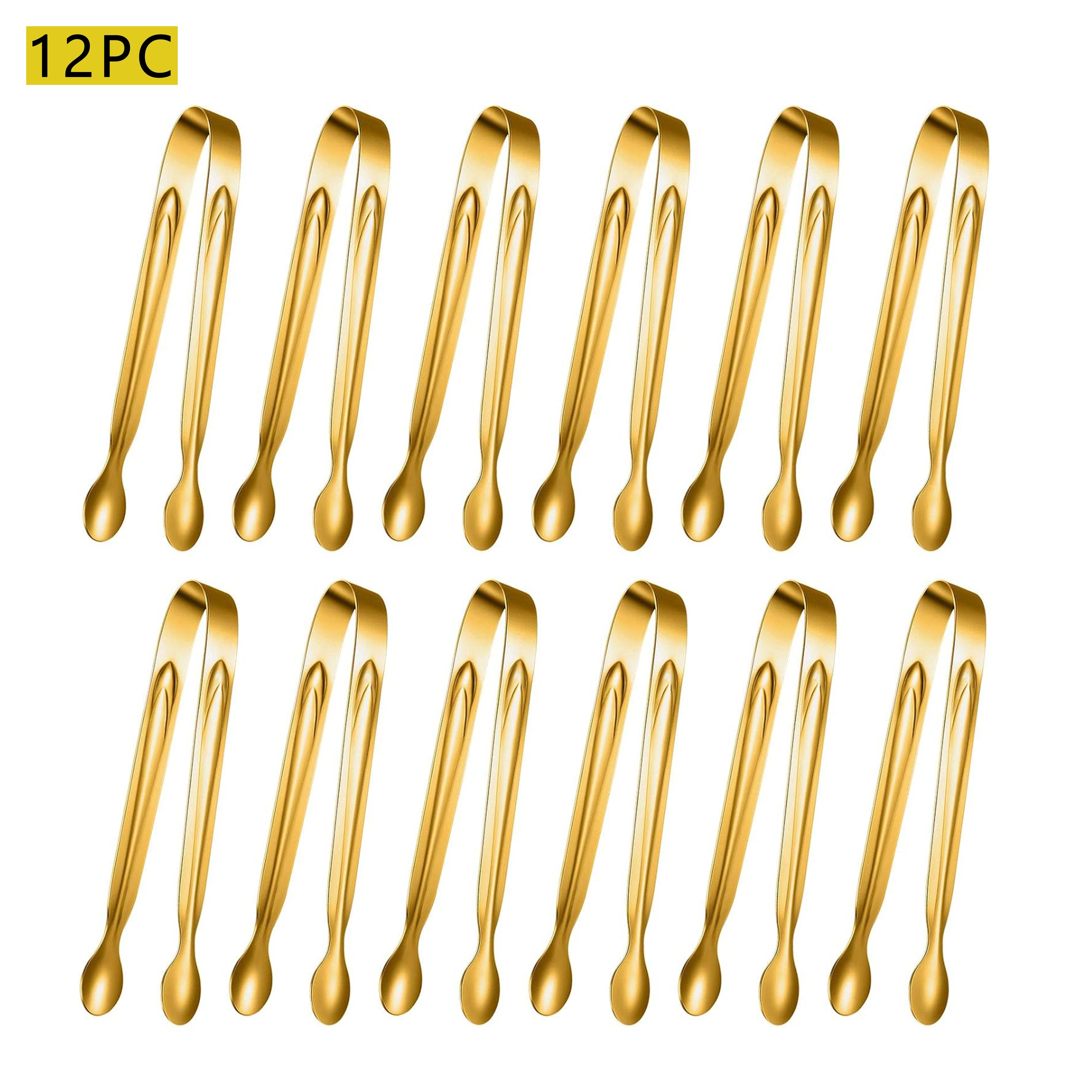 TEMU 10pcs/12pcs Stainless Steel Serving Tongs For Appetizers, Sugar, And Ice, Perfect For Buffets, Bars, Cafes, , Dessert Parties, Sugar And Ice