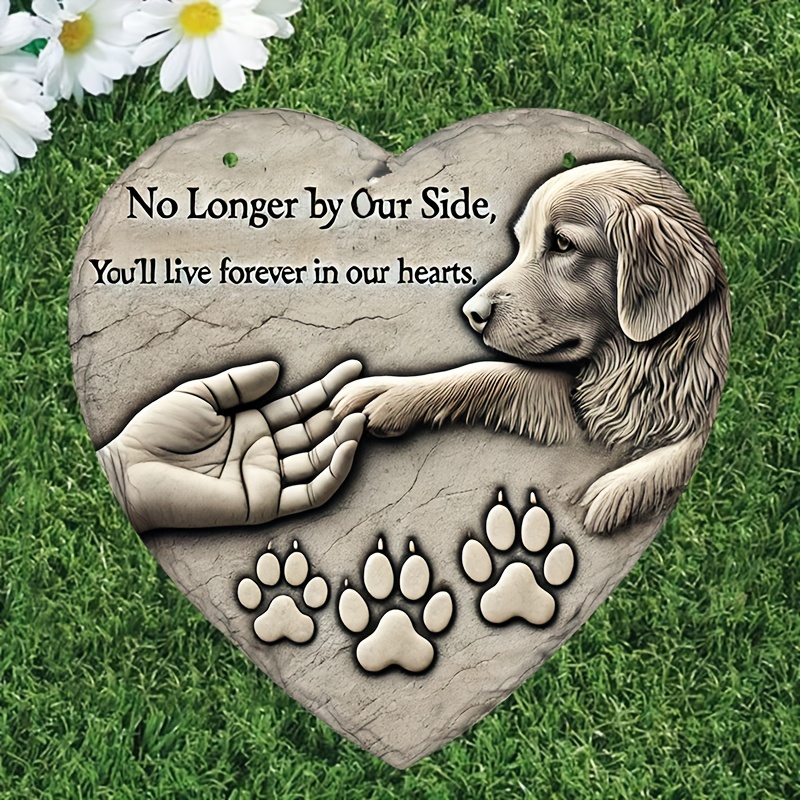 

Heart-shaped Pet Memorial Stone For Dogs & Cats - 6.3" Resin Grave Marker, "no Longer With Us, Always In Our Hearts" Sympathy Gift, Perfect For Yard Or Lawn Decor