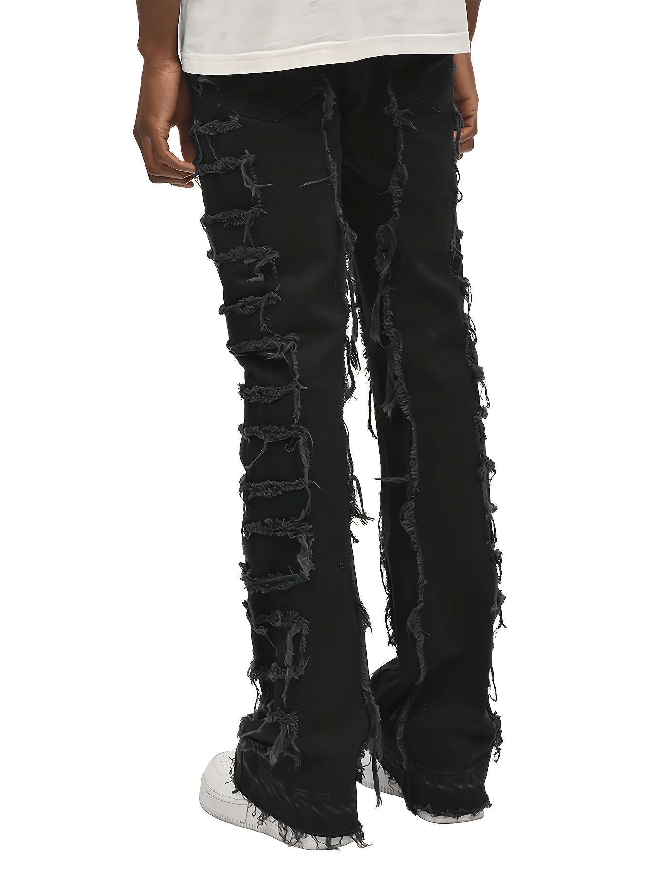men's skinny ripped jeans fit denim pants - Temu