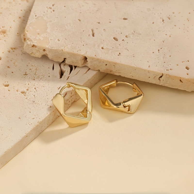 TEMU 1 Paire de boucles d'oreilles anneaux de géométrique irrégulière au , mode , très appropriées pour des femmes et les