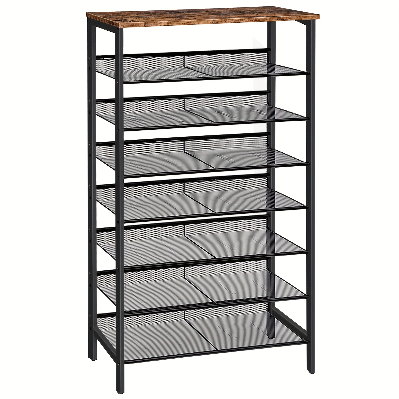 E-shop -schwarzer Schuhschrank - 8-stufiger Schuhregal 75 x 30 x 137 cm, Platz für 24-32 Paar Schuhe, Aufbewahrungsregal, ideal zur Organisation von