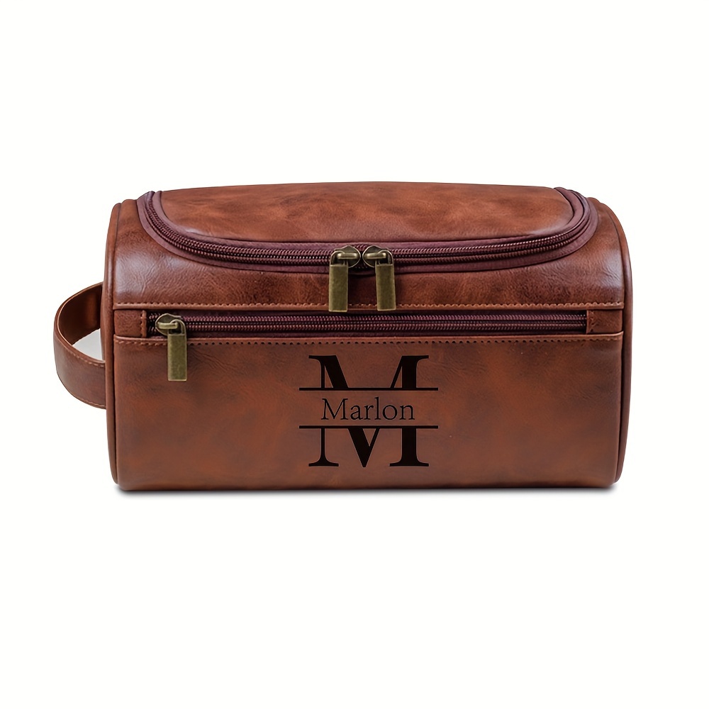 

Custom Engraved Men's Toiletry Bag - Sleek Faux Leather, Travel & Father's Day Gift