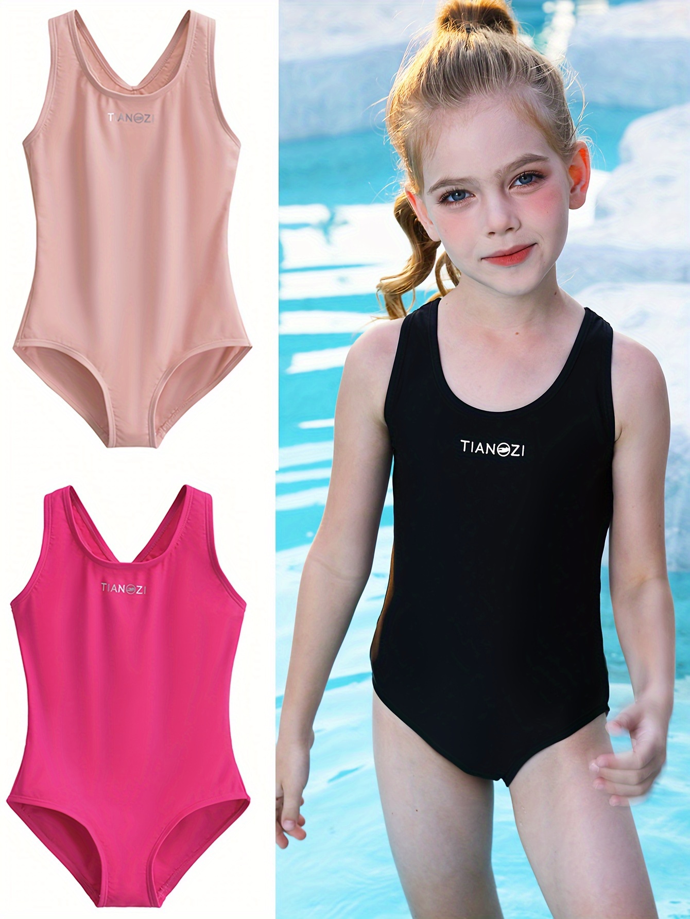 Cheap Kids Girls Swimsuits Two-Pieces Teens Bathing Suits Padded Cami Crop  Top And Bikini Bottoms Swimwear Children Tankini Suit 8-12T