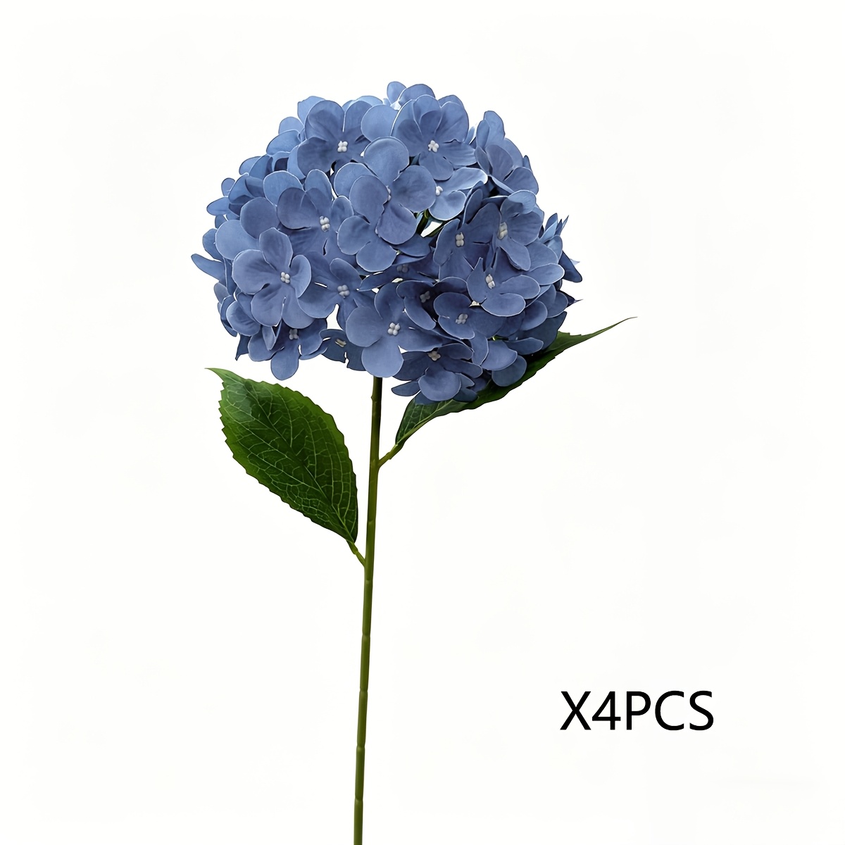 TEMU Lot de 4 grandes fleurs artificielles d'hortensia bleu brumeux, adaptées pour les cours, les pelouses et le jardinage. Fleurs artificielles